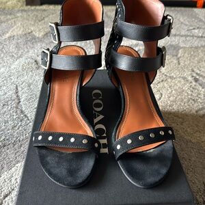 Coach Black Suede Wedges